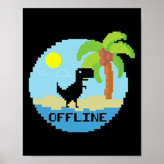 Pixelachtige Dinosaurus Vakantie Tech Enthousiaste Poster (Voorkant)