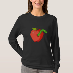 Pixelappel met worm erin t-shirt