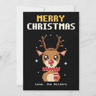 Pixelart Kerstkaart met Rendier