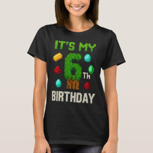 Pixelart Level 6 Verjaardag Gamer Kids Pixel Art O T-shirt
