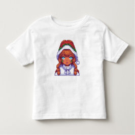 Pixelart meisje met kerstman muts  kinder shirts