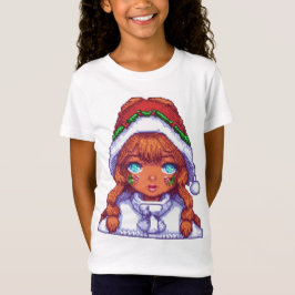 Pixelart meisje met kerstmuts  t-shirt