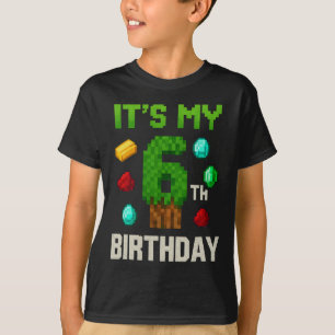 Pixelart Niveau 6 Verjaardag Gamer Kinderen Pixel  T-shirt