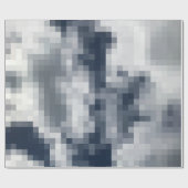 Pixelated Blauw en Wit Cloud Wrapping Papier (Vlak)