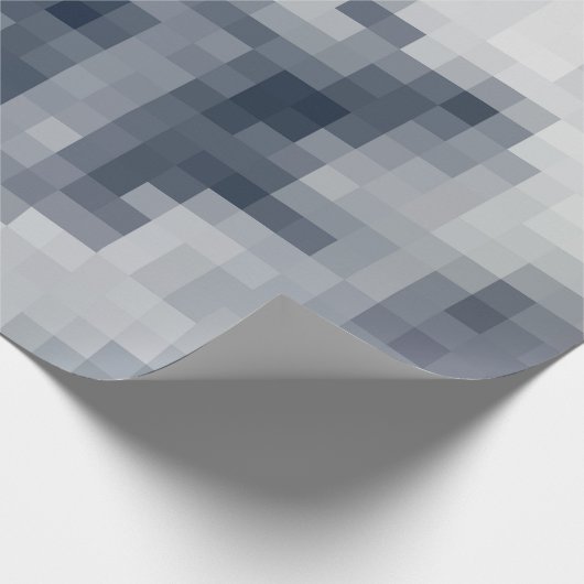 Pixelated Blauw en Wit Cloud Wrapping Papier (Hoek)
