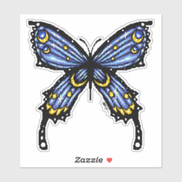 Pixelated blauwe vlinder sticker