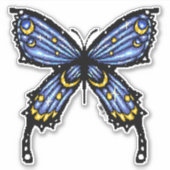 Pixelated blauwe vlinder sticker (Voorkant)