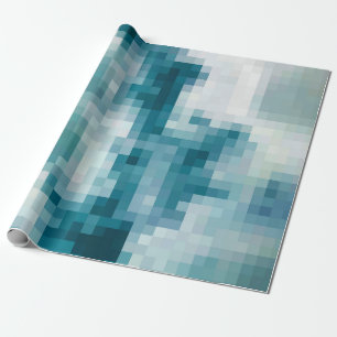 Pixelated Blauwgroen Cloud Wrapping Papier