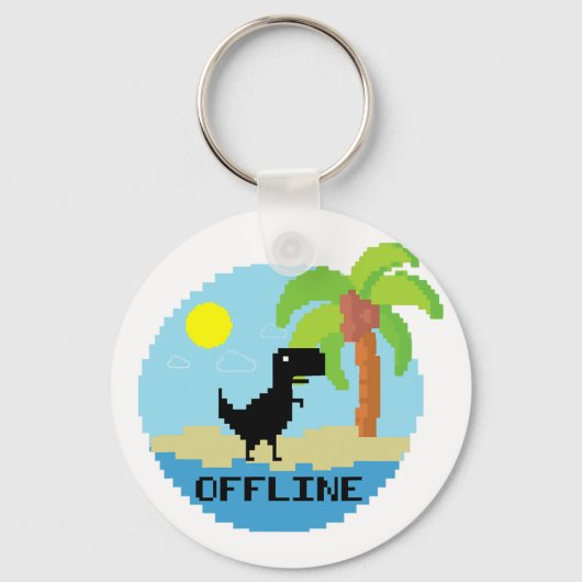 Pixelated Dinosaur Vacation Tech Enthusiasts Coder Sleutelhanger (Voorkant)