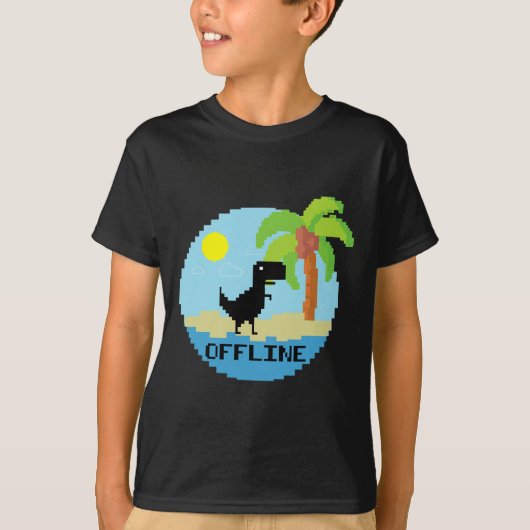 Pixelated dinosaurus vakantie tech enthousiast cod t-shirt (Voorkant)