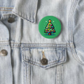 Pixelated Festivity: 8-bit kerstboom ontwerp Ronde Button 5,7 Cm (In situ)