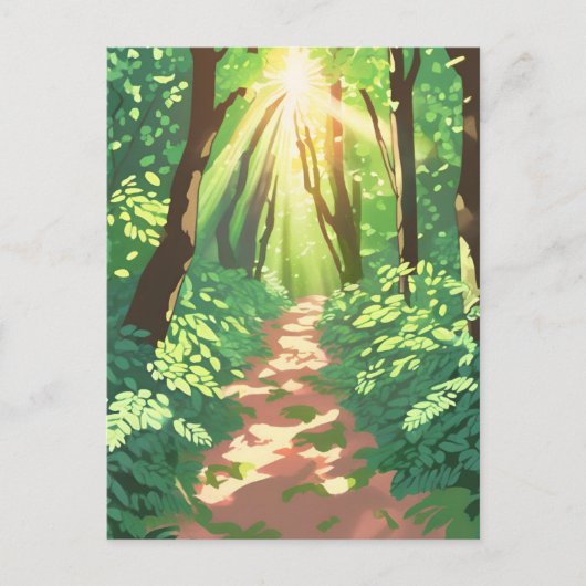 Pixelated Forest Paradise Briefkaart (Voorkant)