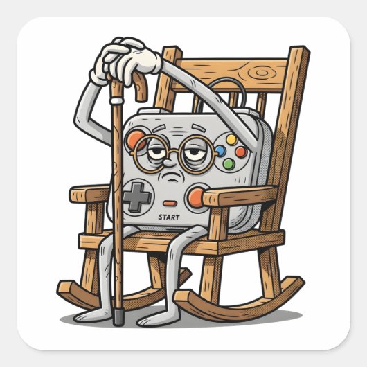 Pixelated Gamer Birthday Cake Kids Video Vierkante Sticker (Voorkant)