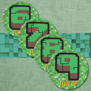Pixelated Gamer Groen Bouw Level Omhoog 9 Papieren Bordje