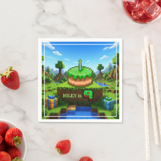 Pixelated Gamer Groen Gebouw Uitgevouwen 9e Verjaa Servet