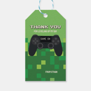 Pixelated Gamer Party Bedankt-tag Cadeaulabel