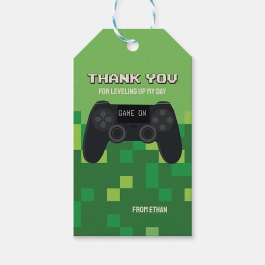 Pixelated Gamer Party Bedankt-tag Cadeaulabel (Voorkant)