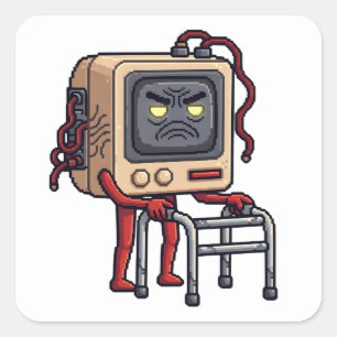 Pixelated Gamer Verjaardagstaart Kinderen Video Vierkante Sticker