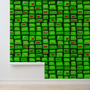 Pixelated Groene Gezichten Patroon Behang