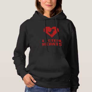 Pixelated I Steal Hearts T Rex Dinosaur Valentijn Hoodie
