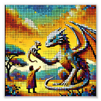 pixelated image of a dragon trainer foto afdruk