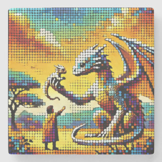pixelated image of a dragon trainer stenen onderzetter