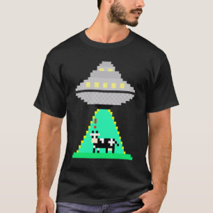 Pixelated Koe Ontvoering door UFO's AAV Aliens T-shirt