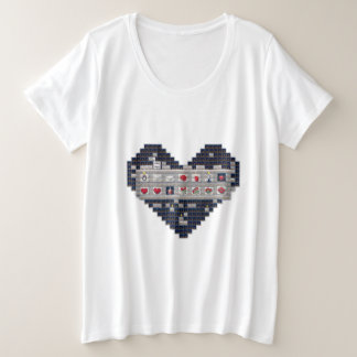 Pixelated Liefde Grote Maat T-shirt