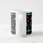 Pixelated Merry Christmas Pattern - Retro Design Extra Grote Beker (Achterkant)