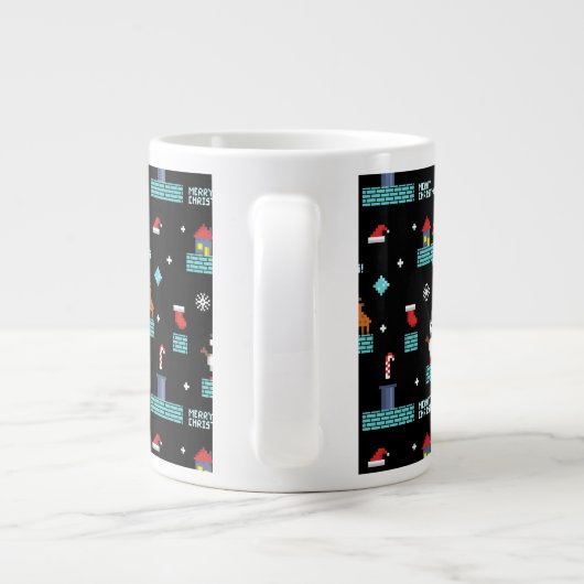 Pixelated Merry Christmas Pattern - Retro Design Extra Grote Beker (Achterkant)
