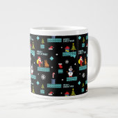 Pixelated Merry Christmas Pattern - Retro Design Extra Grote Beker (Voorkant rechts)