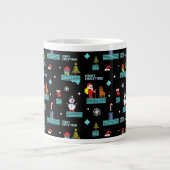Pixelated Merry Christmas Pattern - Retro Design Extra Grote Beker (Voorkant)