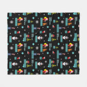 Pixelated Merry Christmas Pattern - Retro Design Fleece Deken (Voorkant (Horizontaal))