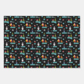 Pixelated Merry Christmas Pattern - Retro Design Inpakpapier Vel (Voorkant)