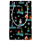 Pixelated Merry Christmas Pattern - Retro Design Klein Cadeauzakje (Voorkant)