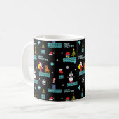 Pixelated Merry Christmas Pattern - Retro Design Koffiemok (Voorkant links)