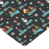Pixelated Merry Christmas Pattern - Retro Design Korte Tafelloper (Hoek)