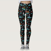 Pixelated Merry Christmas Pattern - Retro Design Leggings (Voorkant)