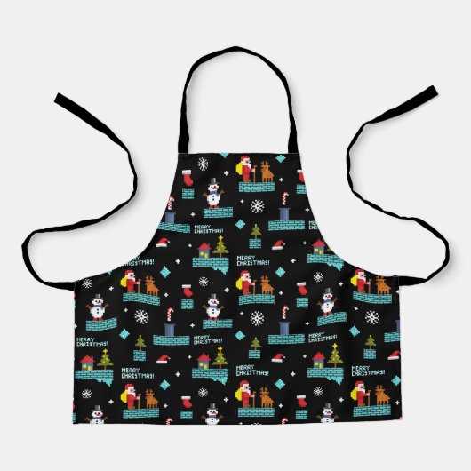 Pixelated Merry Christmas Pattern - Retro Design Schort (Voorkant)