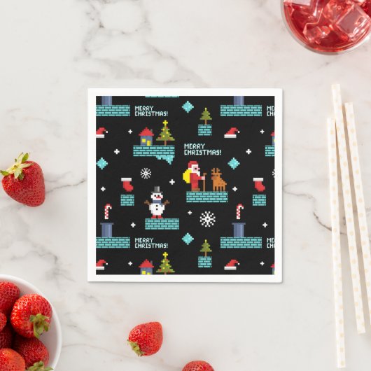 Pixelated Merry Christmas Pattern - Retro Design Servet (Insitu)
