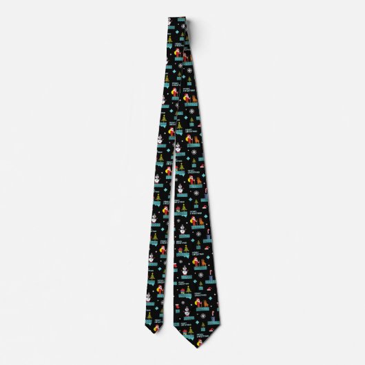Pixelated Merry Christmas Pattern - Retro Design Stropdas (Achterkant)