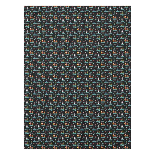 Pixelated Merry Christmas Pattern - Retro Design Tafelkleed (Voorkant)