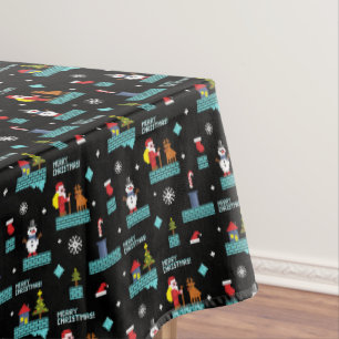 Pixelated Merry Christmas Pattern - Retro Design Tafelkleed