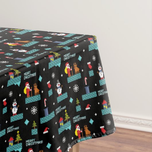 Pixelated Merry Christmas Pattern - Retro Design Tafelkleed (Voorbeeld)