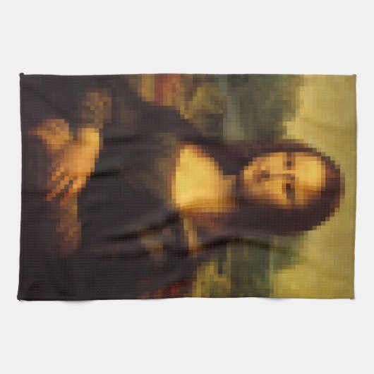 Pixelated Mona Lisa Theedoek (Horizontaal)