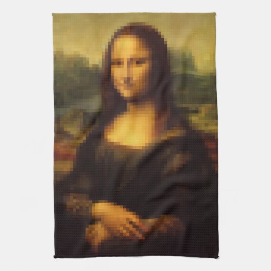 Pixelated Mona Lisa Theedoek (Verticaal)