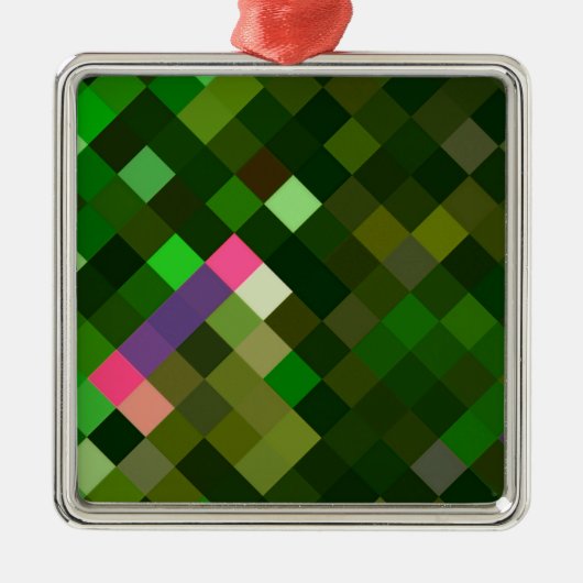 Pixelated Pattern - Groen Metalen Ornament (Voorkant)