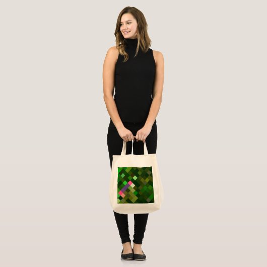 Pixelated Pattern - Groen Tote Bag (Voorkant (model))