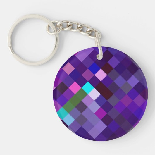 Pixelated Pattern - Purple Sleutelhanger (Voorkant)
