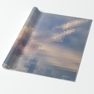 Pixelated Roze en Blauwe Wolk Verpakkende Document Cadeaupapier